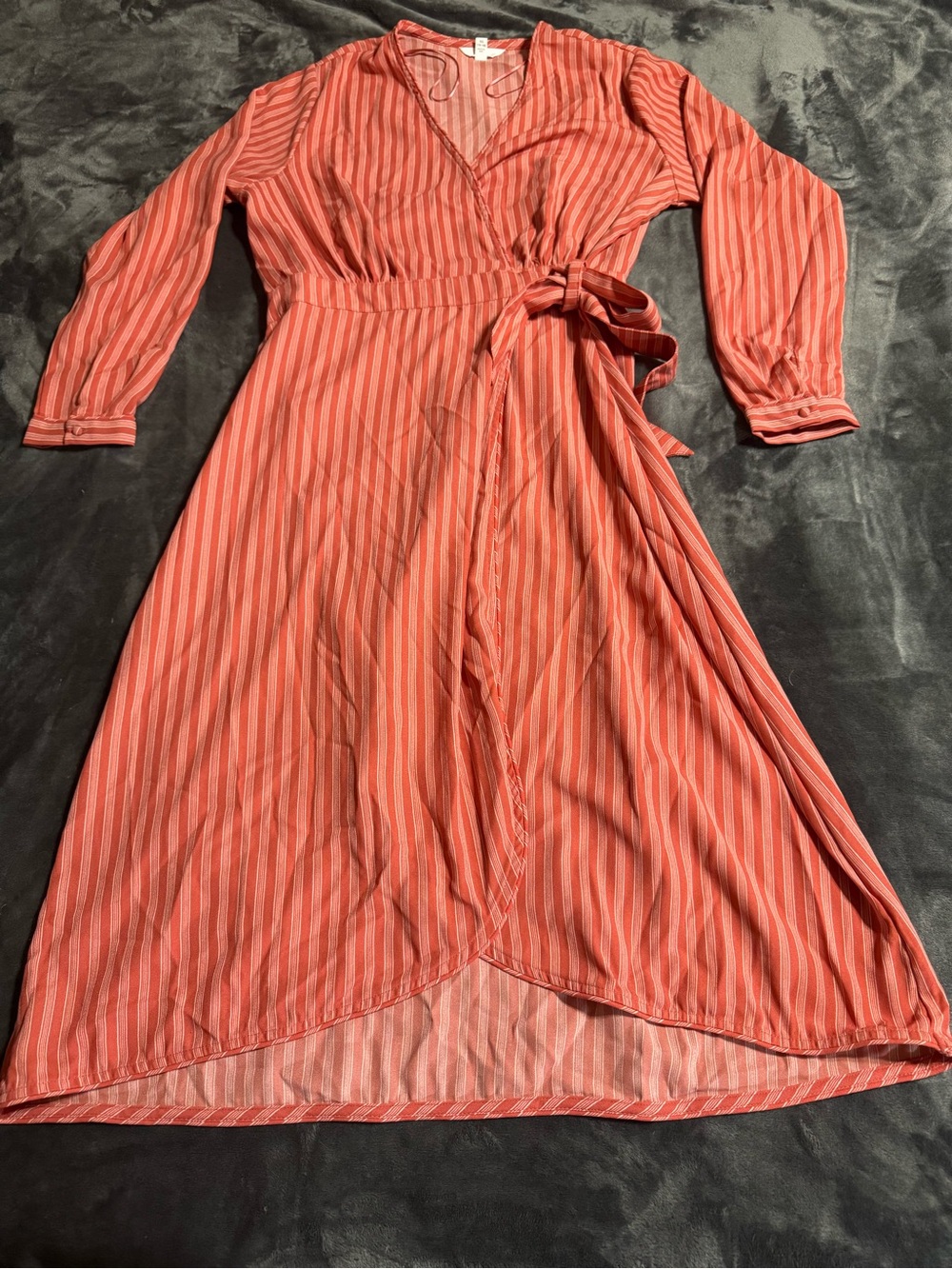 Time & Tru Women’s Dress Size Xlarge (16-18) Pink Striped Wrap Maxi